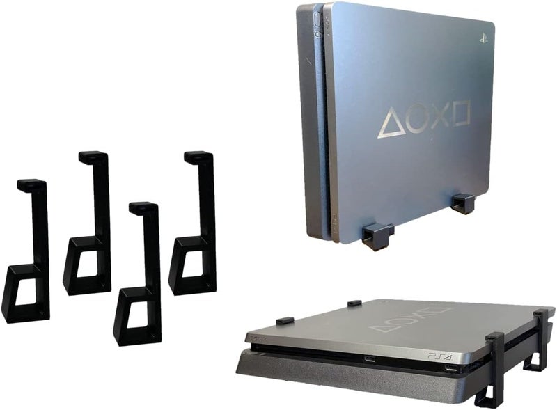 Kimalab Horizontal Vertical Stand for PS4 Original PlayStation 4 Stand Cooling Station Feet for PS4 Console Slim - Updated Design for Secure Fit (PS4 Slim - Black) - Image 1